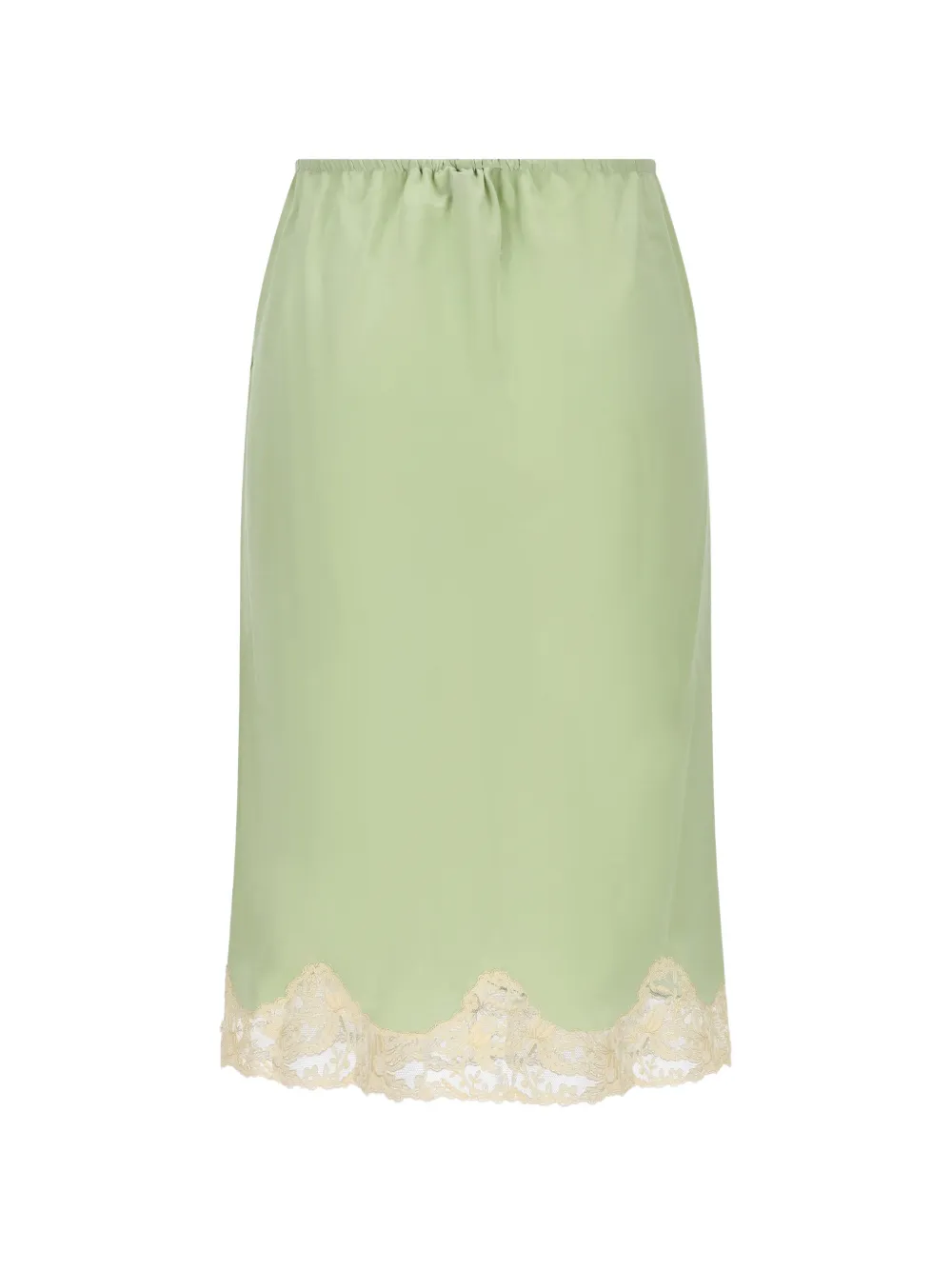  Saint Laurent Lace Trim Midi Skirt - Green 