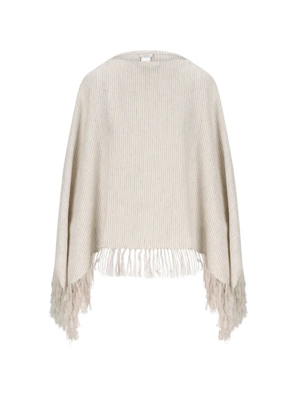 Brunello Cucinelli Tassel Poncho in Neutrals