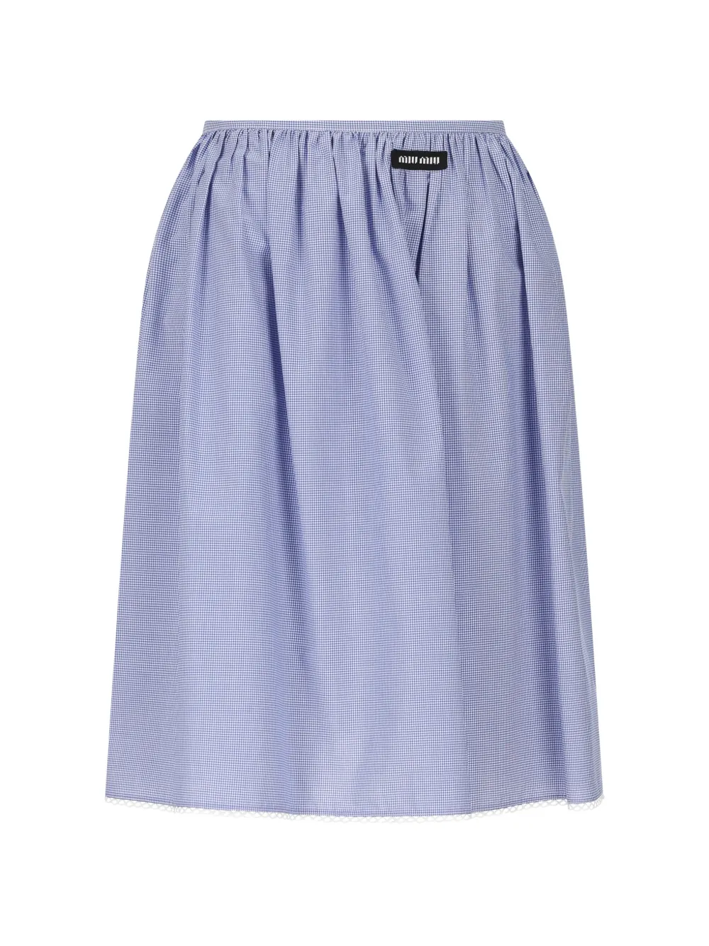Miu Miu gathered-waist logo midi skirt - Blu