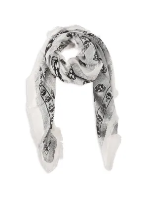 Alexander McQueen スカル ストール スカーフ ホワイト Alexander McQueen スカルプリント ストール | ホワイト | FARFETCH JP