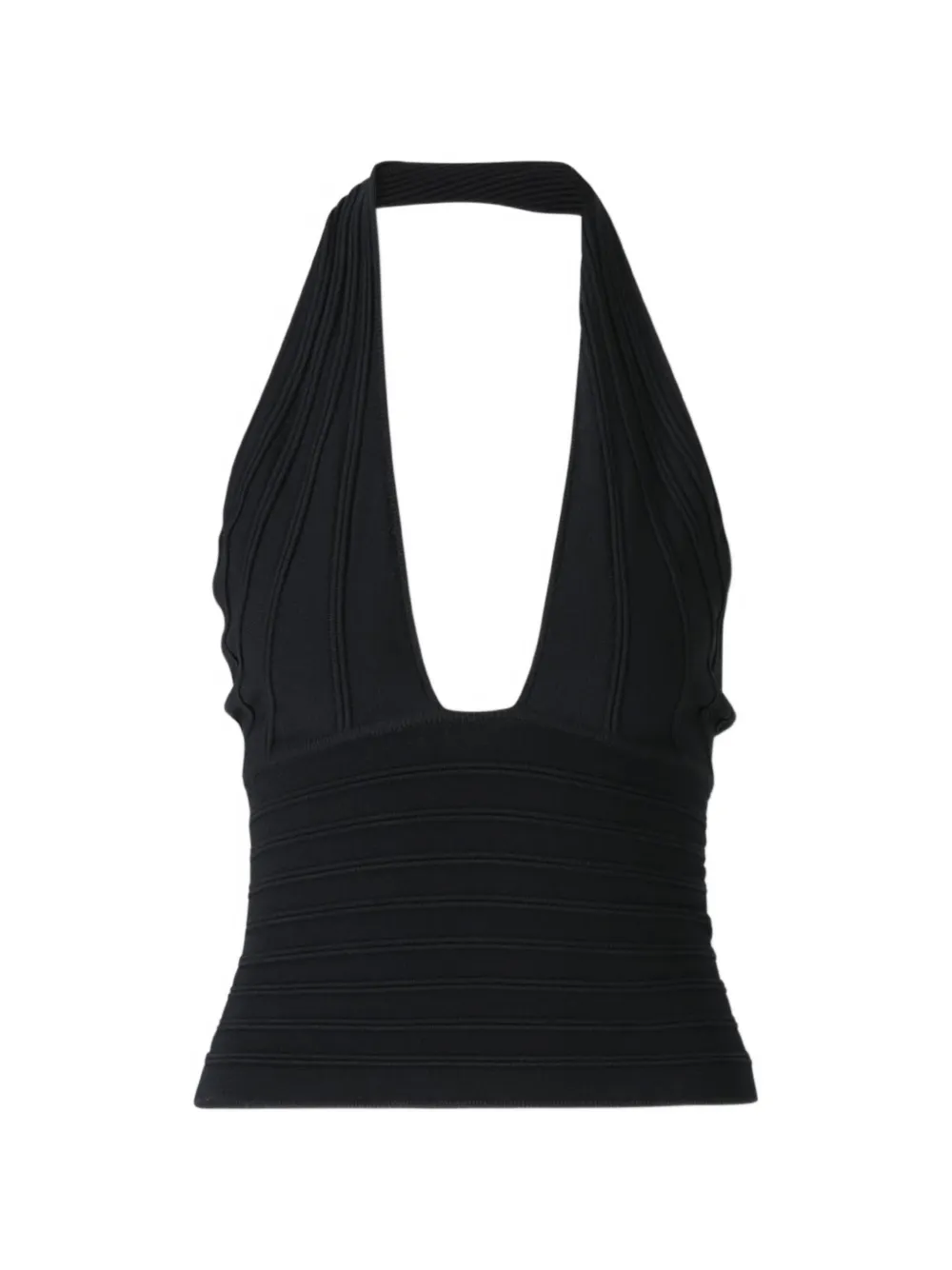 Cult Gaia halterneck ribbed top - Schwarz