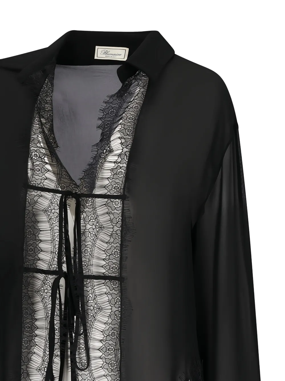 Blumarine Georgette Lace Blouse - Black 