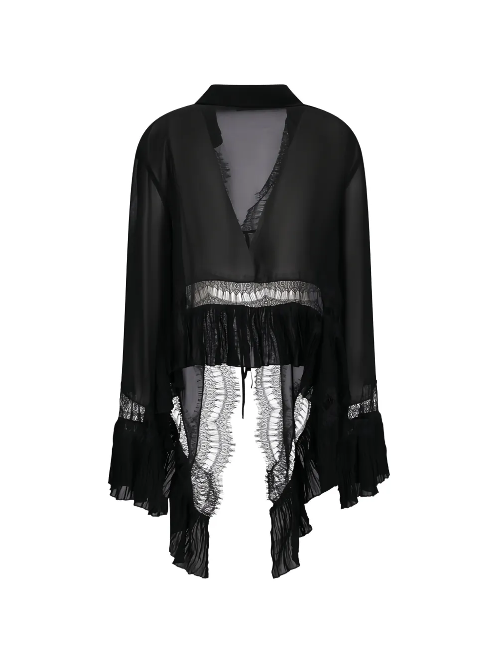  Blumarine Georgette Lace Blouse - Black 