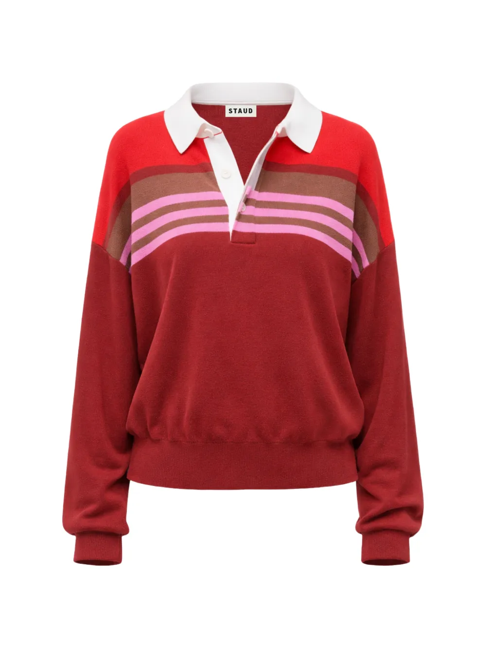 STAUD Sail striped polo shirt - Rosso