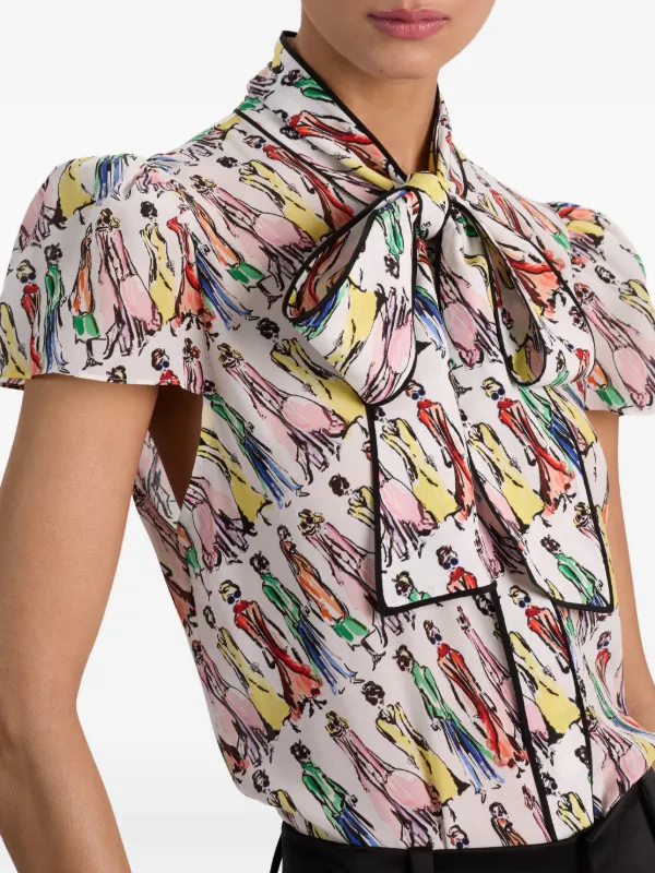 Alice + Olivia Jeannie リボン ブラウス | ホワイト | FARFETCH JP