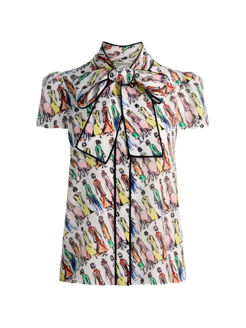 alice + olivia Jeannie piped bow blouse