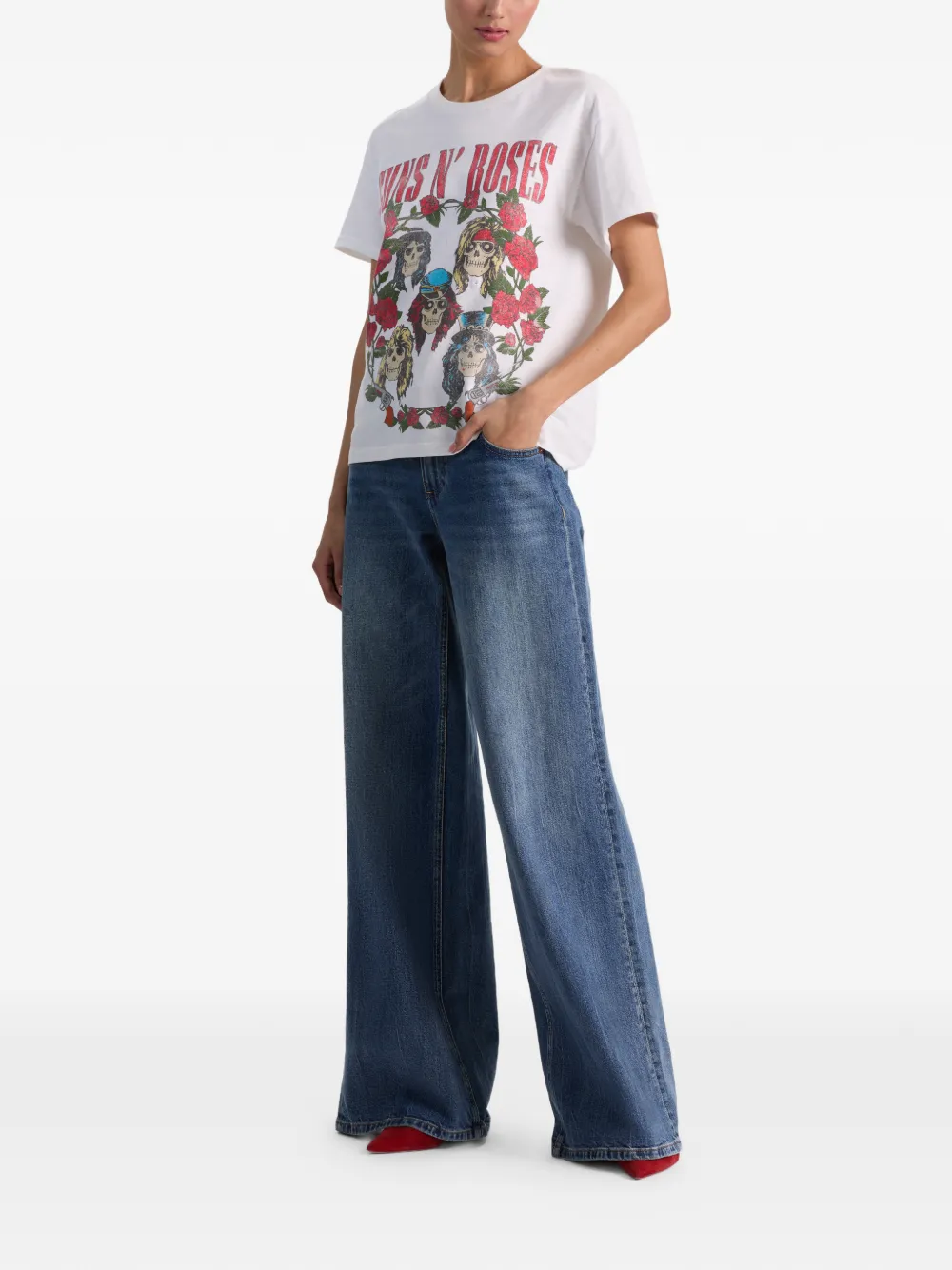 alice + olivia Alvera T-shirt met ronde hals Wit