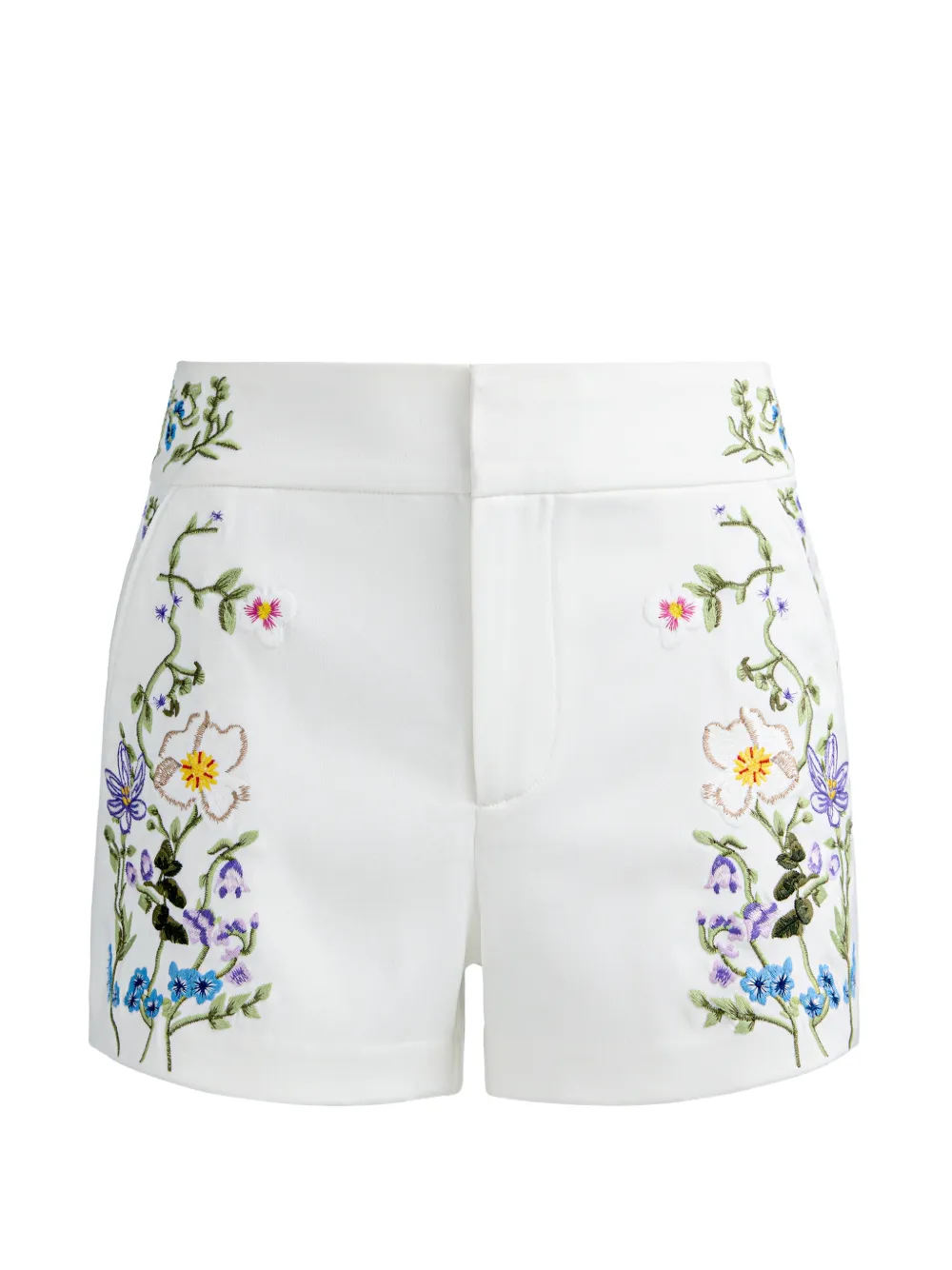 alice + olivia Cady floral-embroidered shorts - Bianco