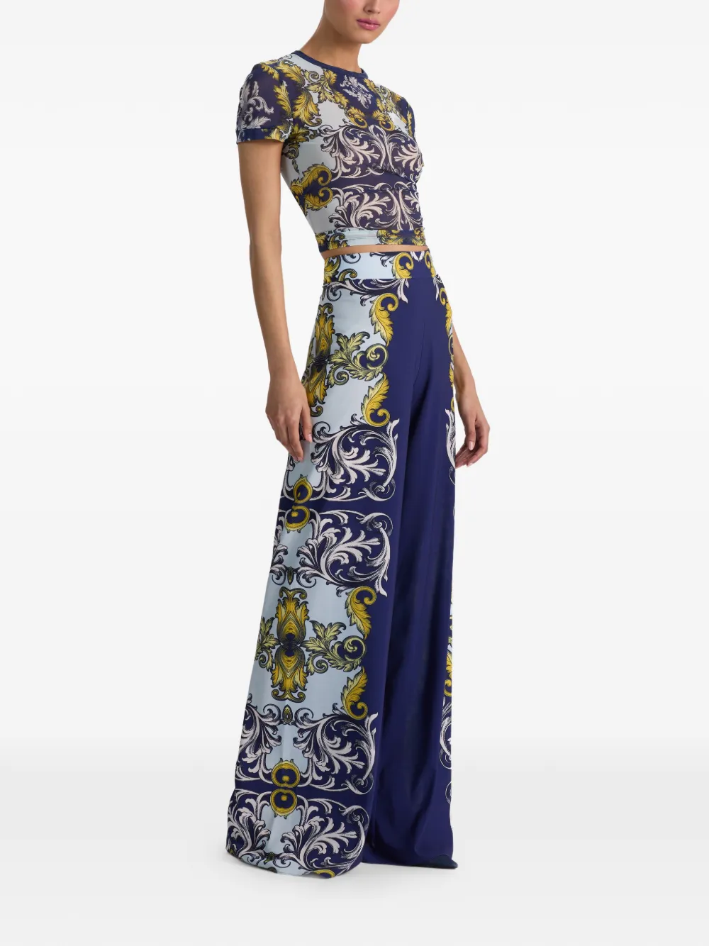  Alice + Olivia Athena Print Palazzo Pants - Blue 