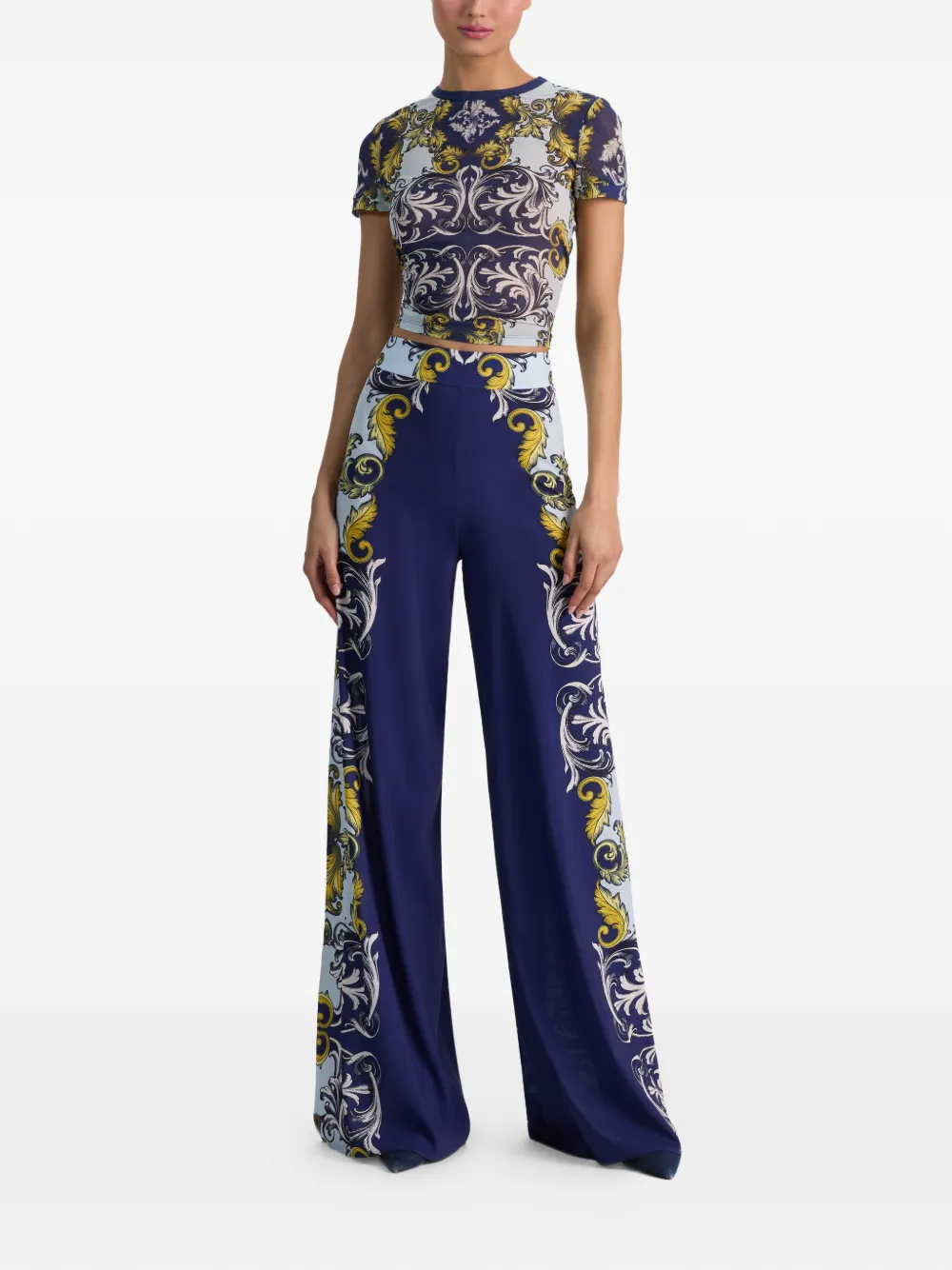  Alice + Olivia Athena Print Palazzo Pants - Blue 