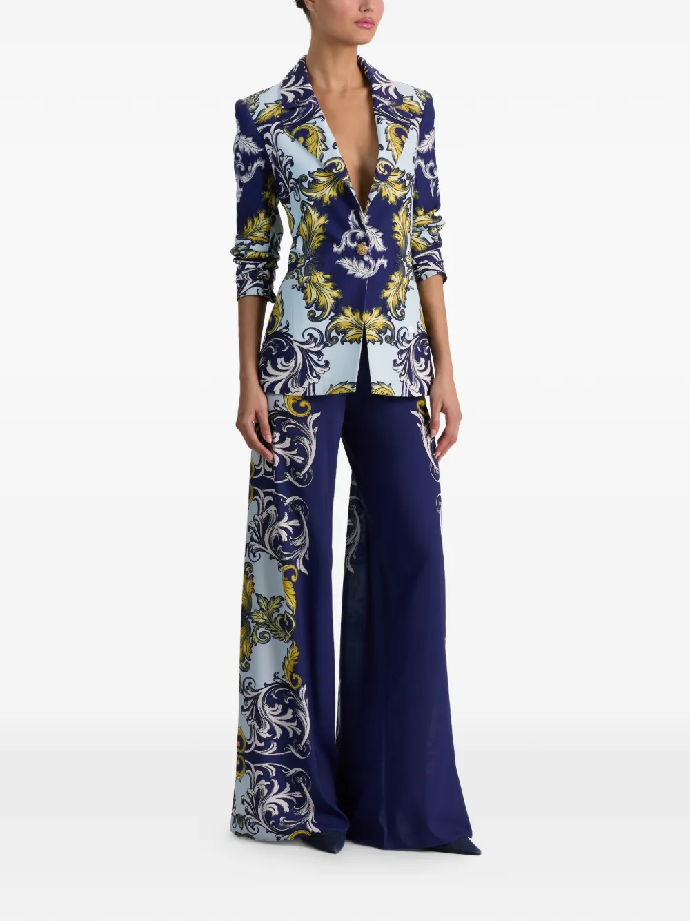  Alice + Olivia Hope Print Blazer - Blue 