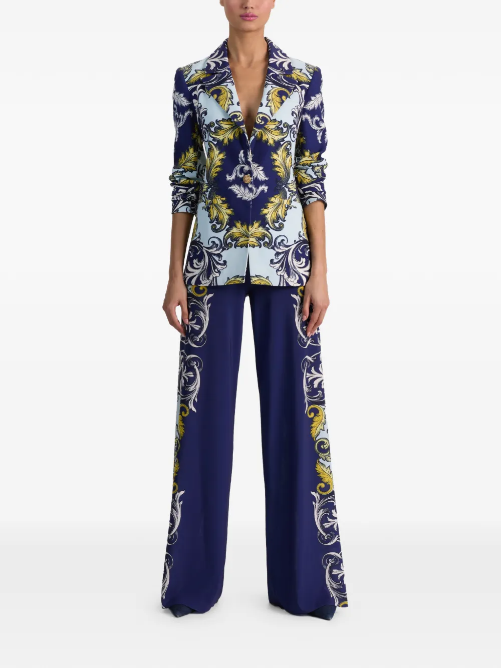  Alice + Olivia Hope Print Blazer - Blue 
