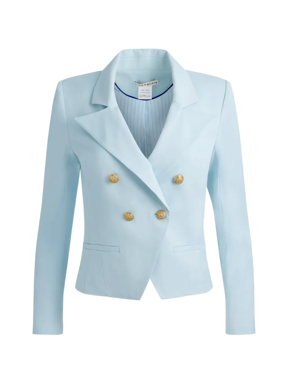 alice + olivia Sable double-breasted cropped blazer - Blu