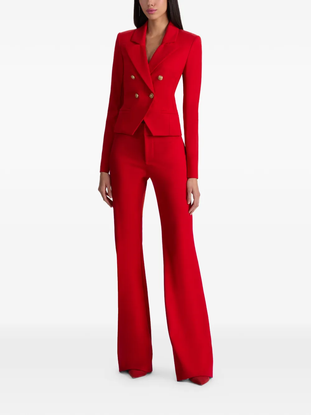  Alice + Olivia Sable Double-breasted Cropped Blazer - Red 