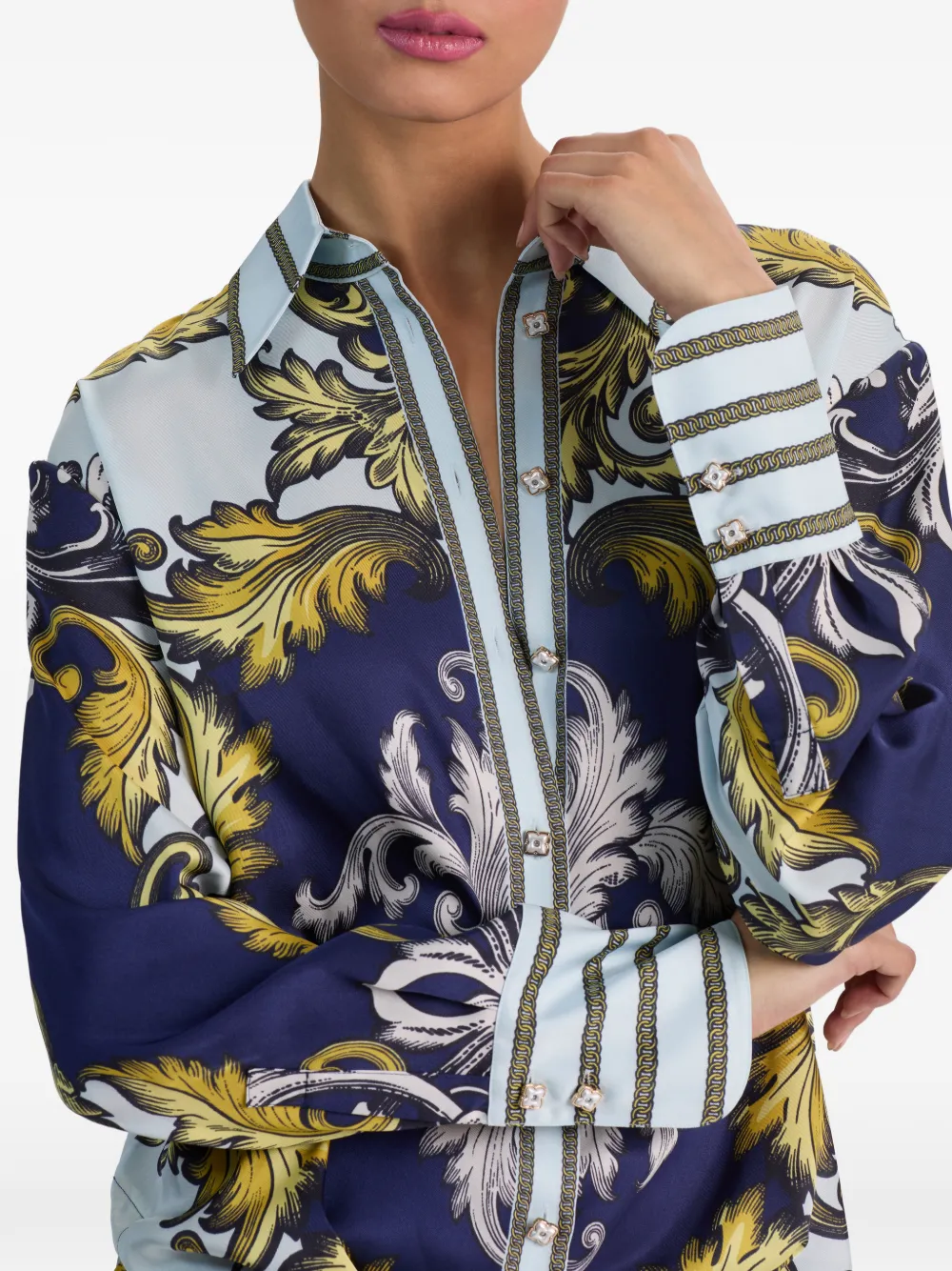 alice + olivia Lane blouse met barok-print Blauw