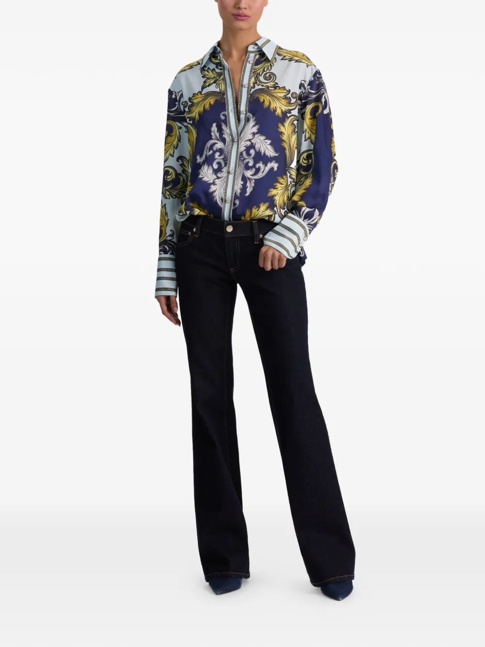 alice + olivia Lane blouse met barok-print Blauw