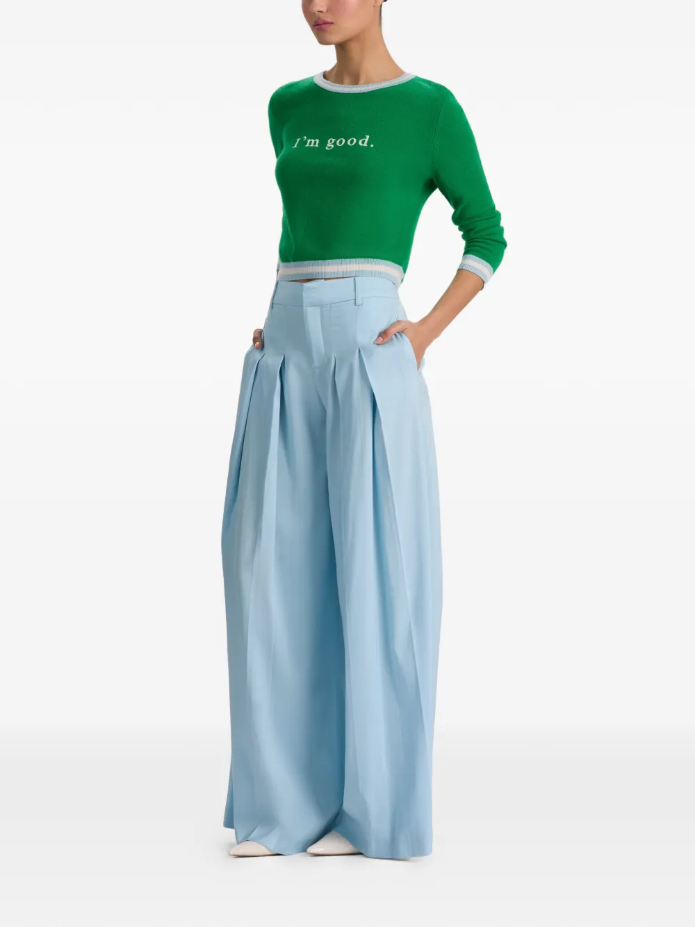  Alice + Olivia Blaire Pleated Trousers - Blue 