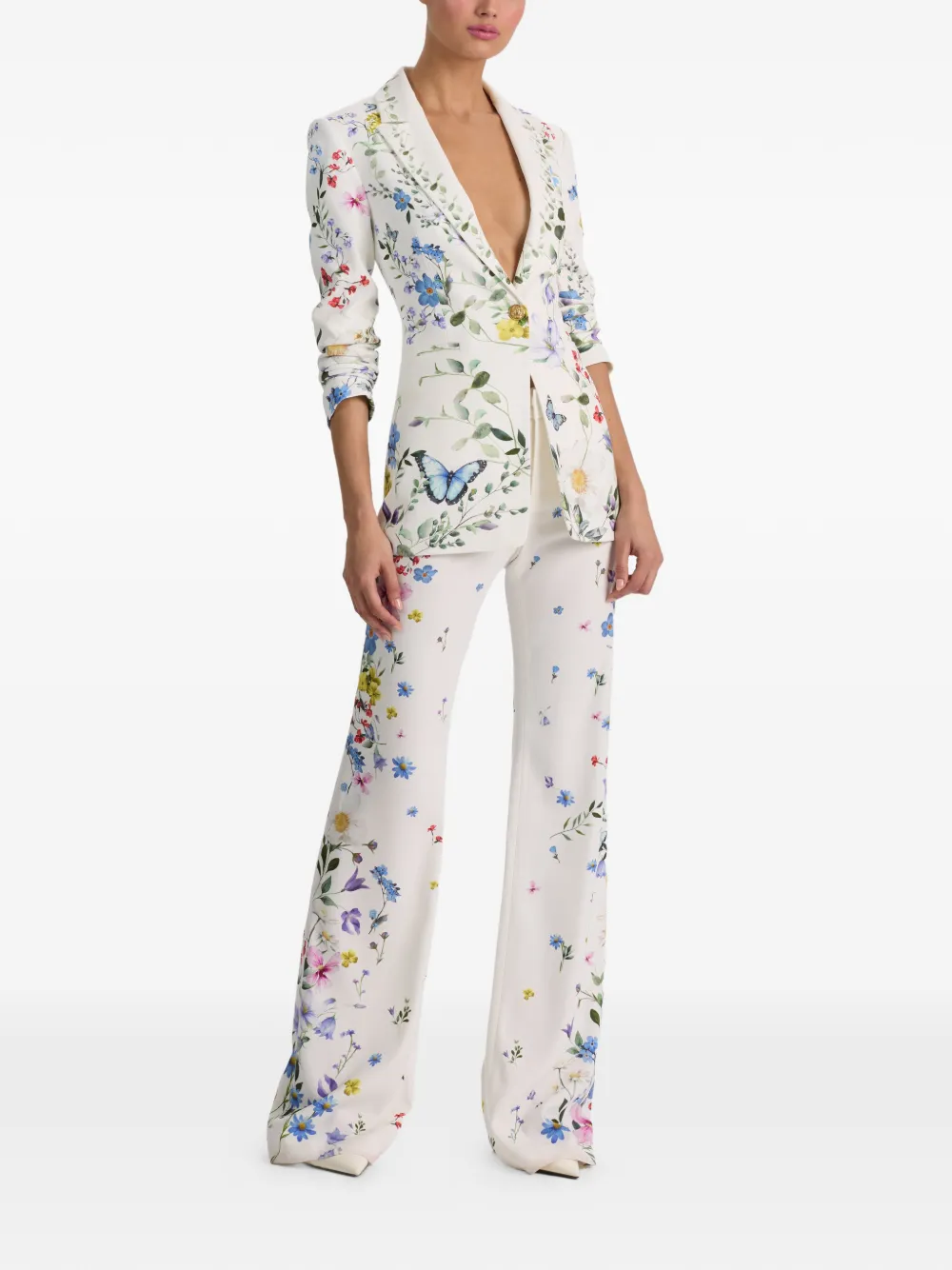  Alice + Olivia Breann Printed Blazer - White 