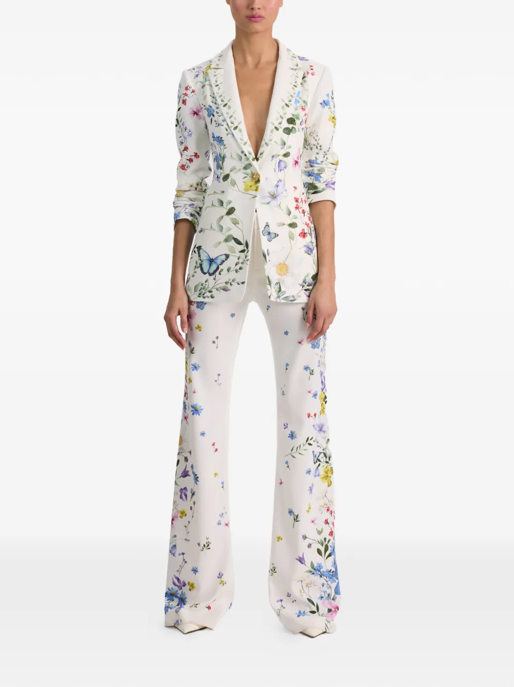  Alice + Olivia Breann Printed Blazer - White 