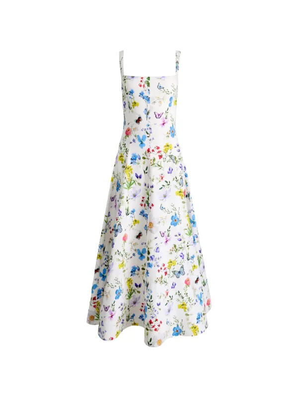 Alice + Olivia Polly Flared Midi Dress | White | FARFETCH