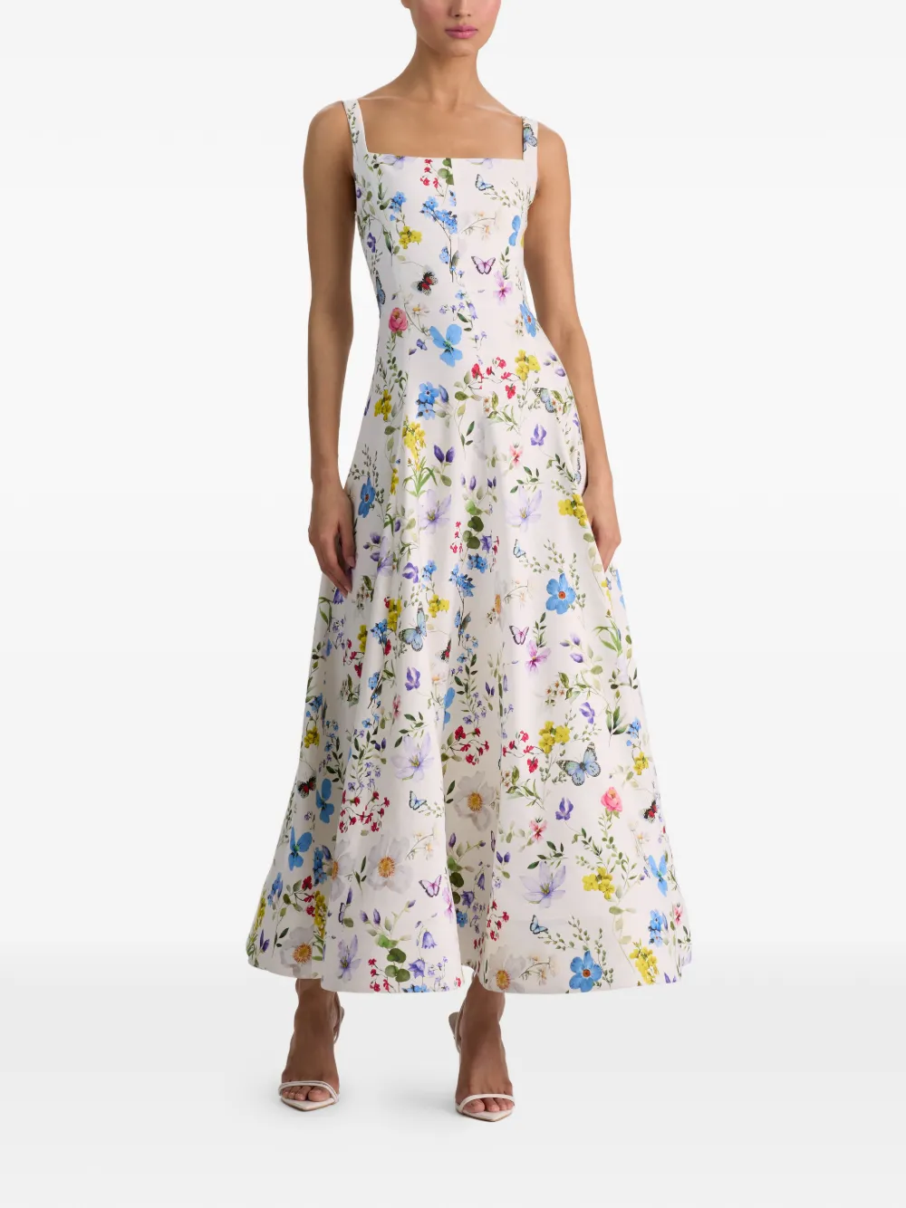  Alice + Olivia Polly Flared Midi Dress - White 