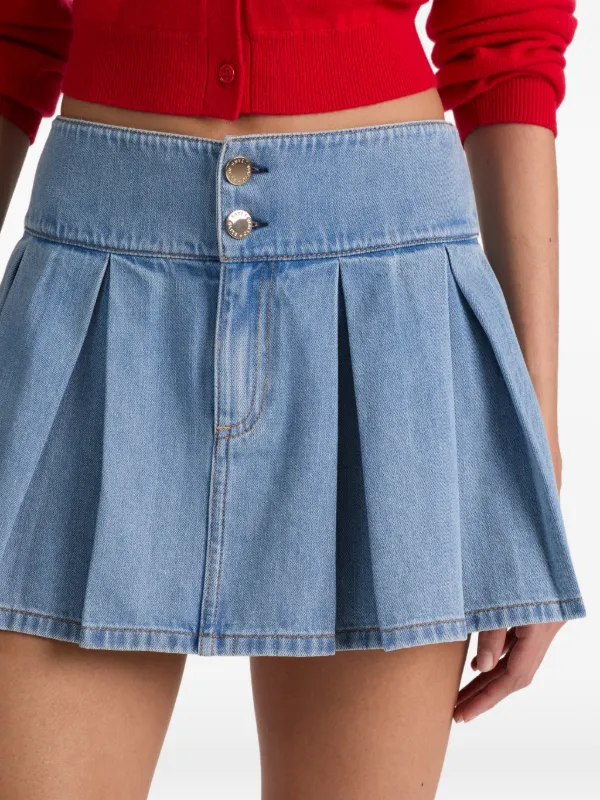 Alice + Olivia Amy Pleated Denim Mini Skirt | Blue | FARFETCH