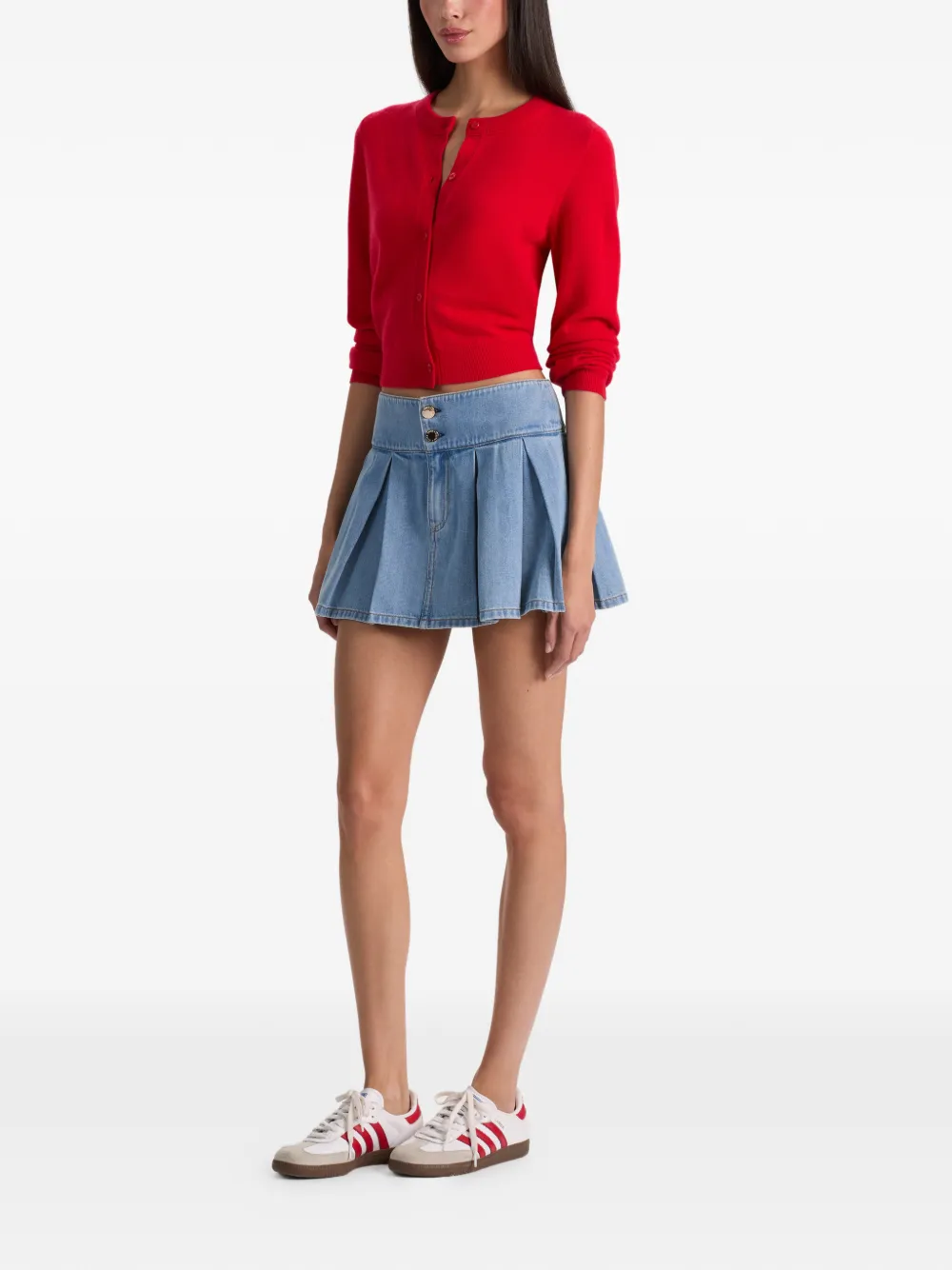  Alice + Olivia Amy Pleated Denim Mini Skirt - Blue 