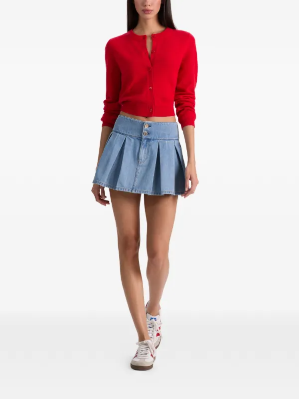 Alice + Olivia Amy Pleated Denim Mini Skirt | Blue | FARFETCH