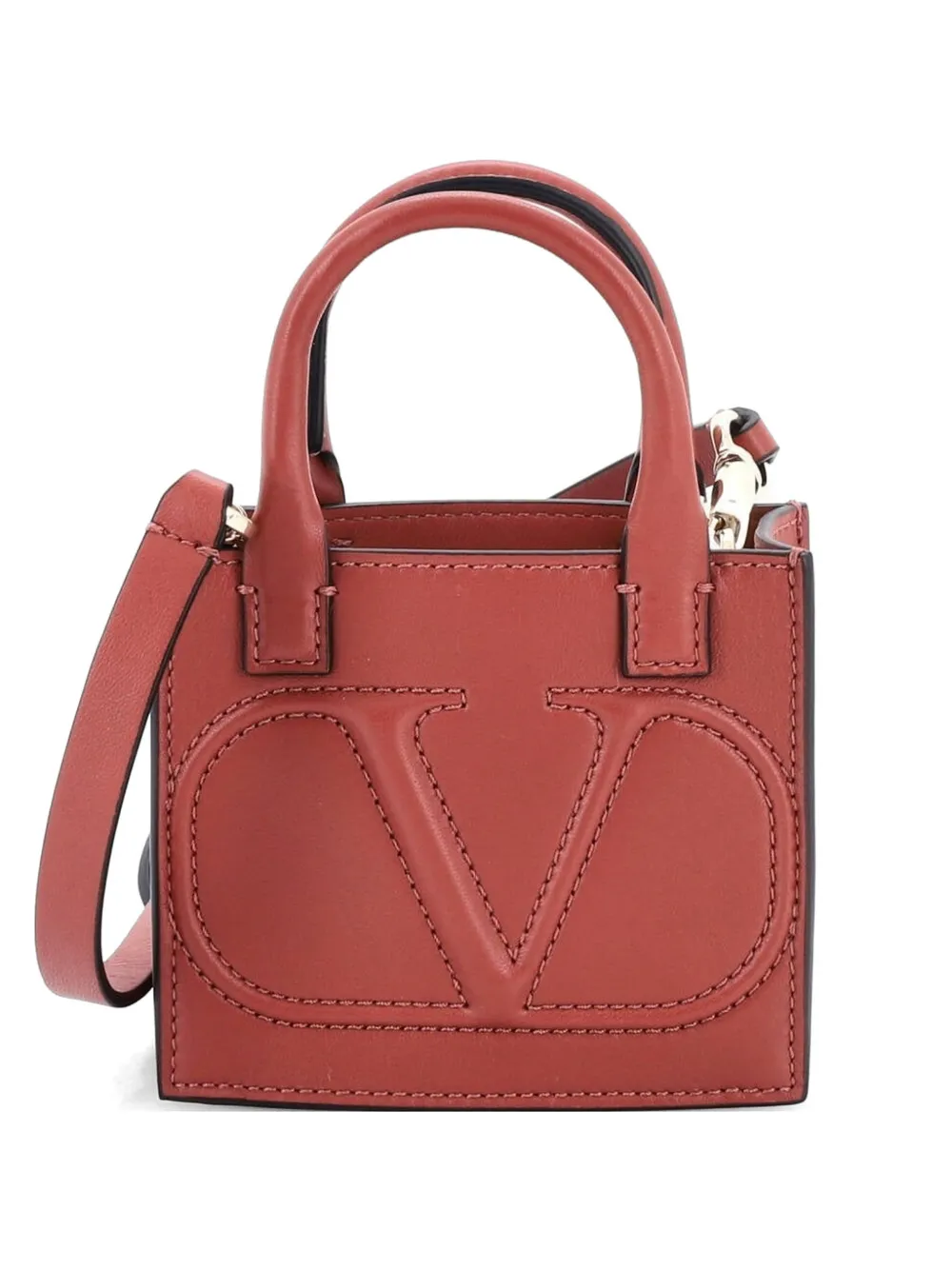 Valentino Garavani Pre-Owned VLogo Signature Pouch Tote Leather Mini crossbody bag - Toni neutri