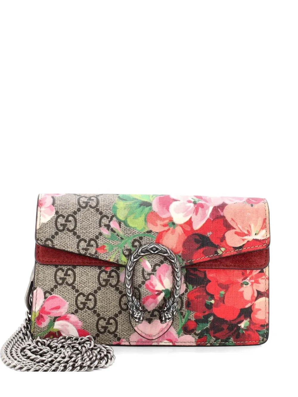 Gucci Pre-Owned Dionysus Bag Blooms Print GG Coated Canvas Super Mini crossbody bag - Marrone