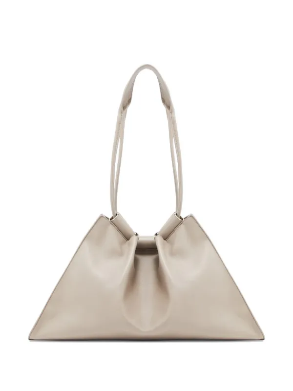 Giorgio Armani Gathered-detail Leather Shoulder Bag in Neutrals