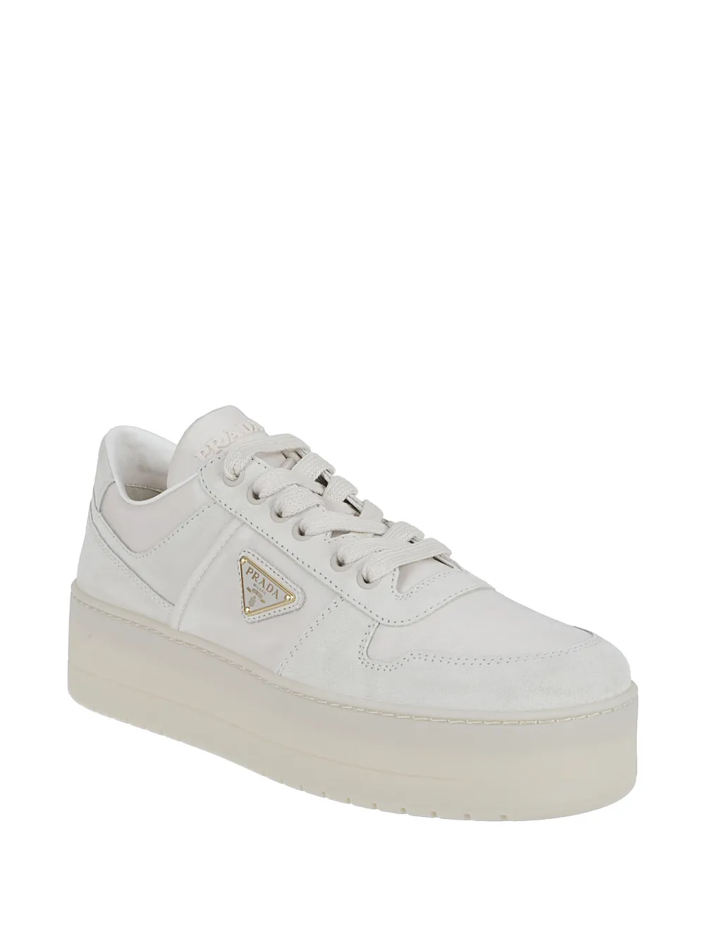 Prada Downtown Bold sneakers met logoplakkaat Beige