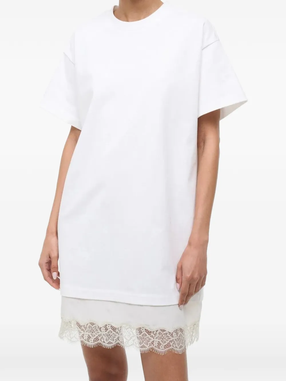 STAUD Grier lace-trim mini dress - Toni neutri