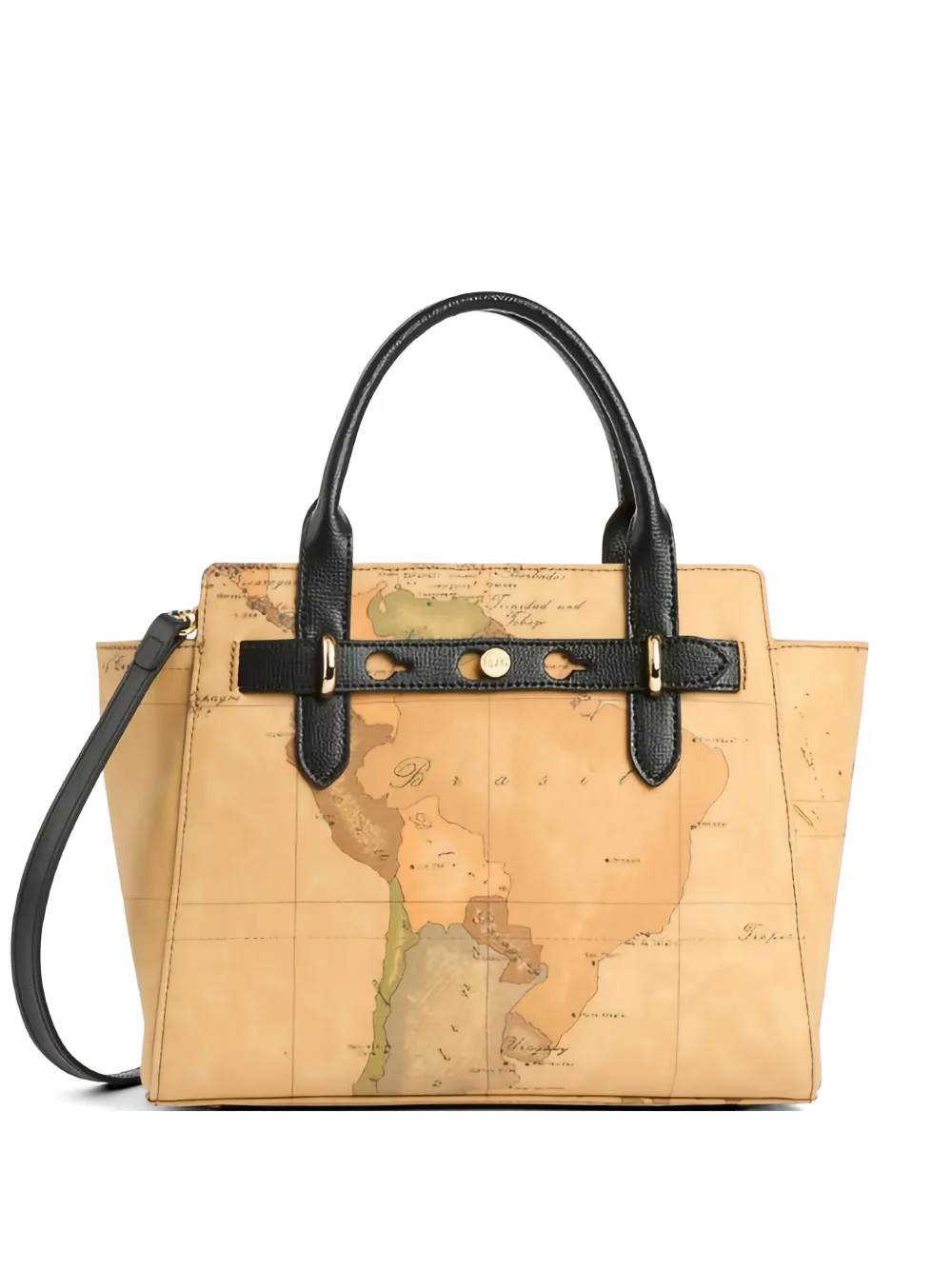 ALVIERO MARTINI 1° CLASSE Valley Geo map-print tote bag - Toni neutri
