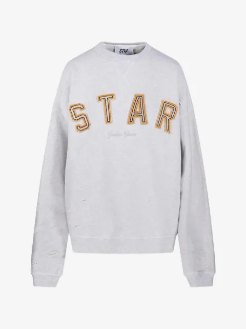 Golden Goose sweatshirt in gray melange cotton with 'Star' embroidery