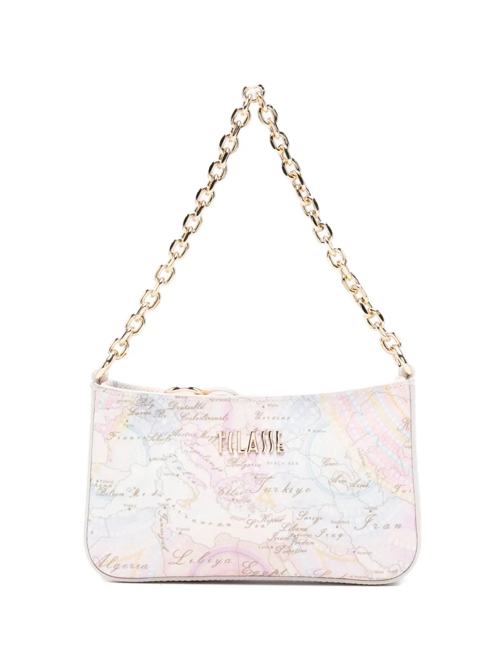 ALVIERO MARTINI 1° CLASSE chain map print clutch bag - Toni neutri