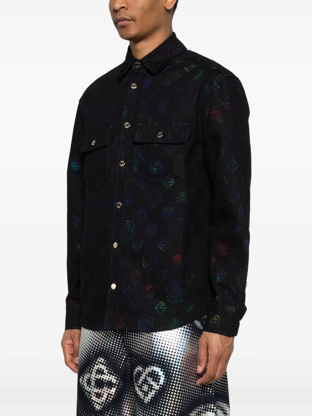 Casablanca Denim overhemd met logopatroon Zwart