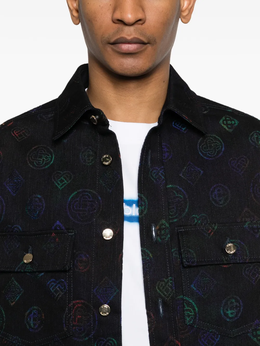 Casablanca Denim overhemd met logopatroon Zwart