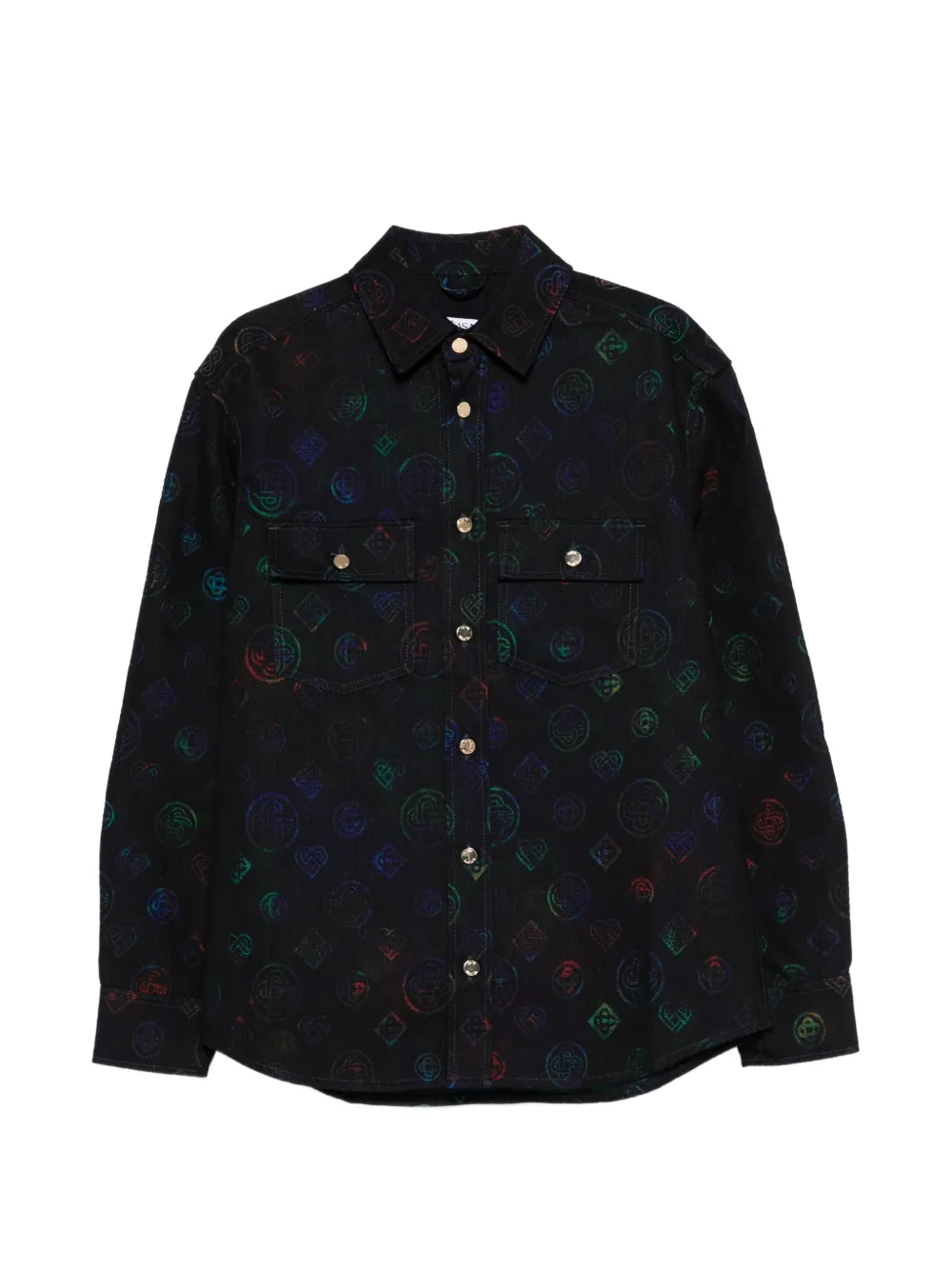 Casablanca logo-pattern denim shirt – Black