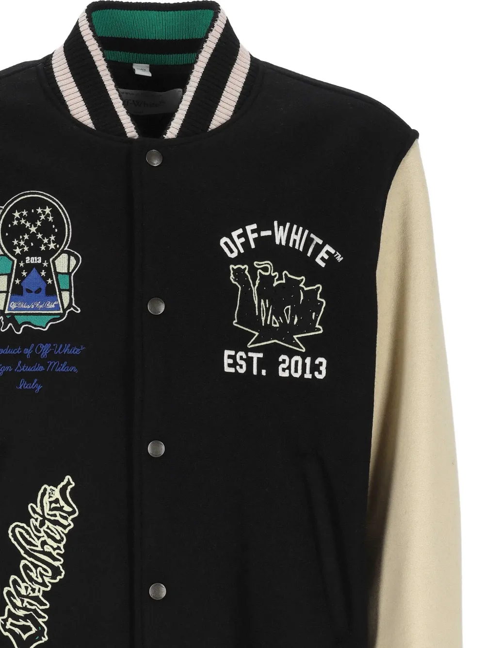  Off-white Embroidered Varsity Jacket - Black 