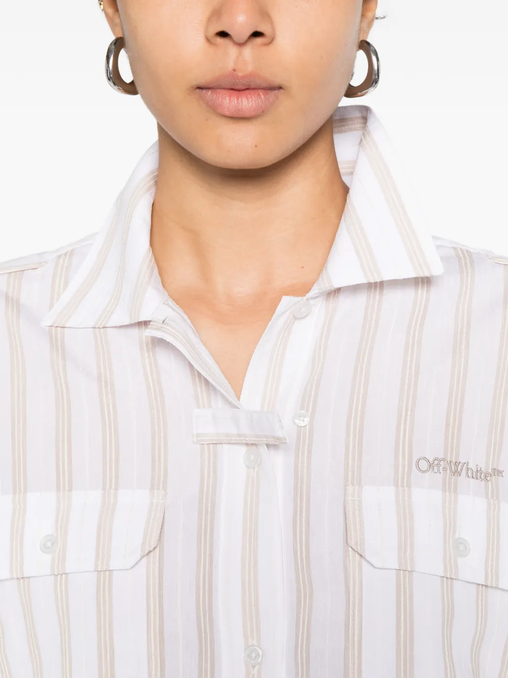 Off-White Gestreepte mini-jurk met zakken Wit