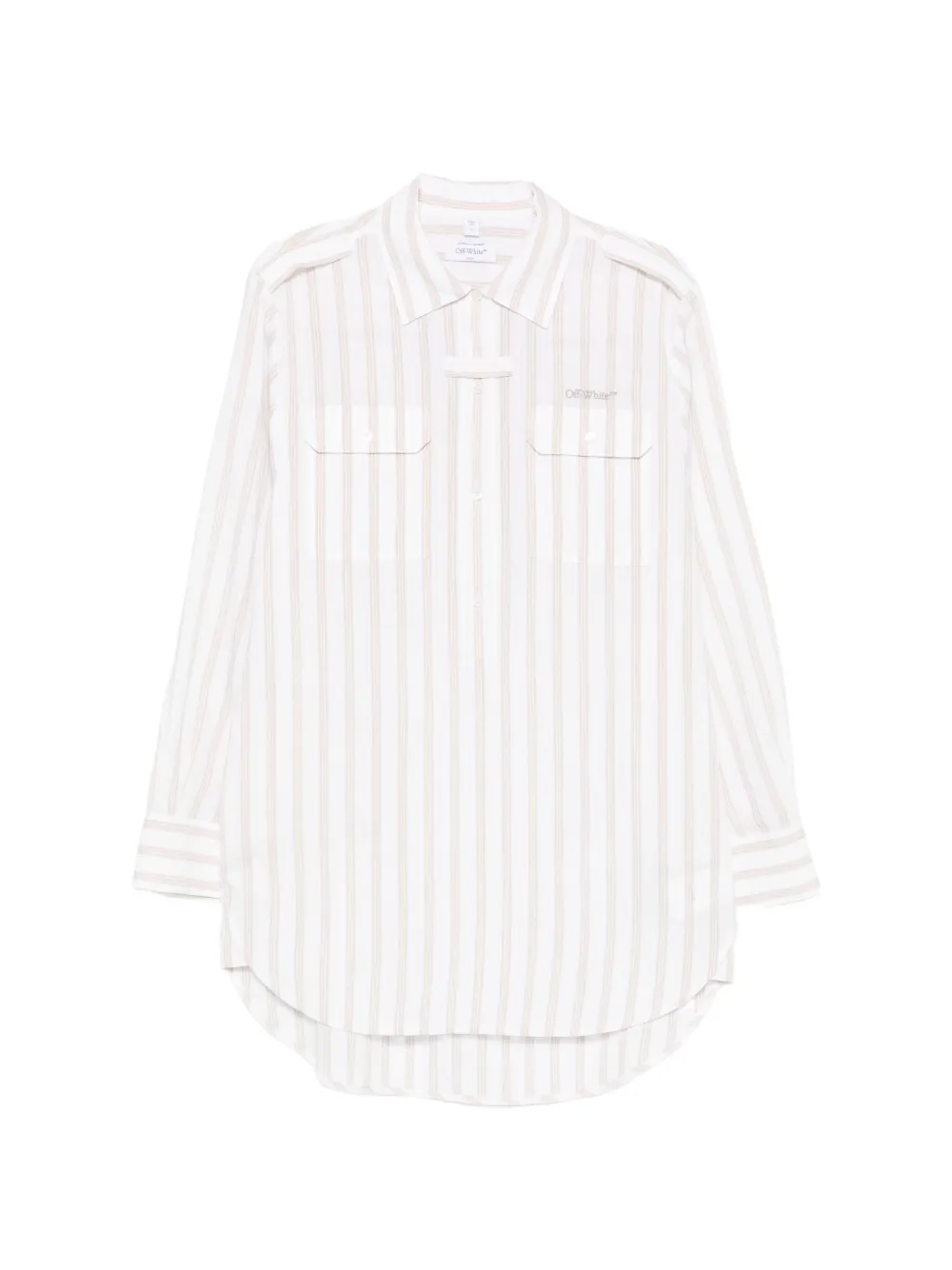 Off-White striped pocketed mini dress - Bianco