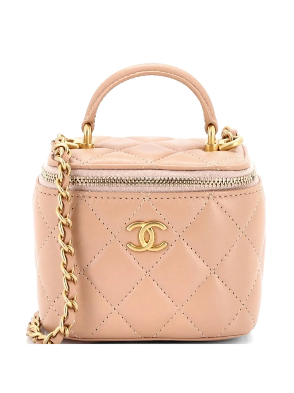 CHANEL Pre-Owned Classic Top Handle Vanity Case with Chain Quilted Lambskin Mini crossbody bag - Toni neutri