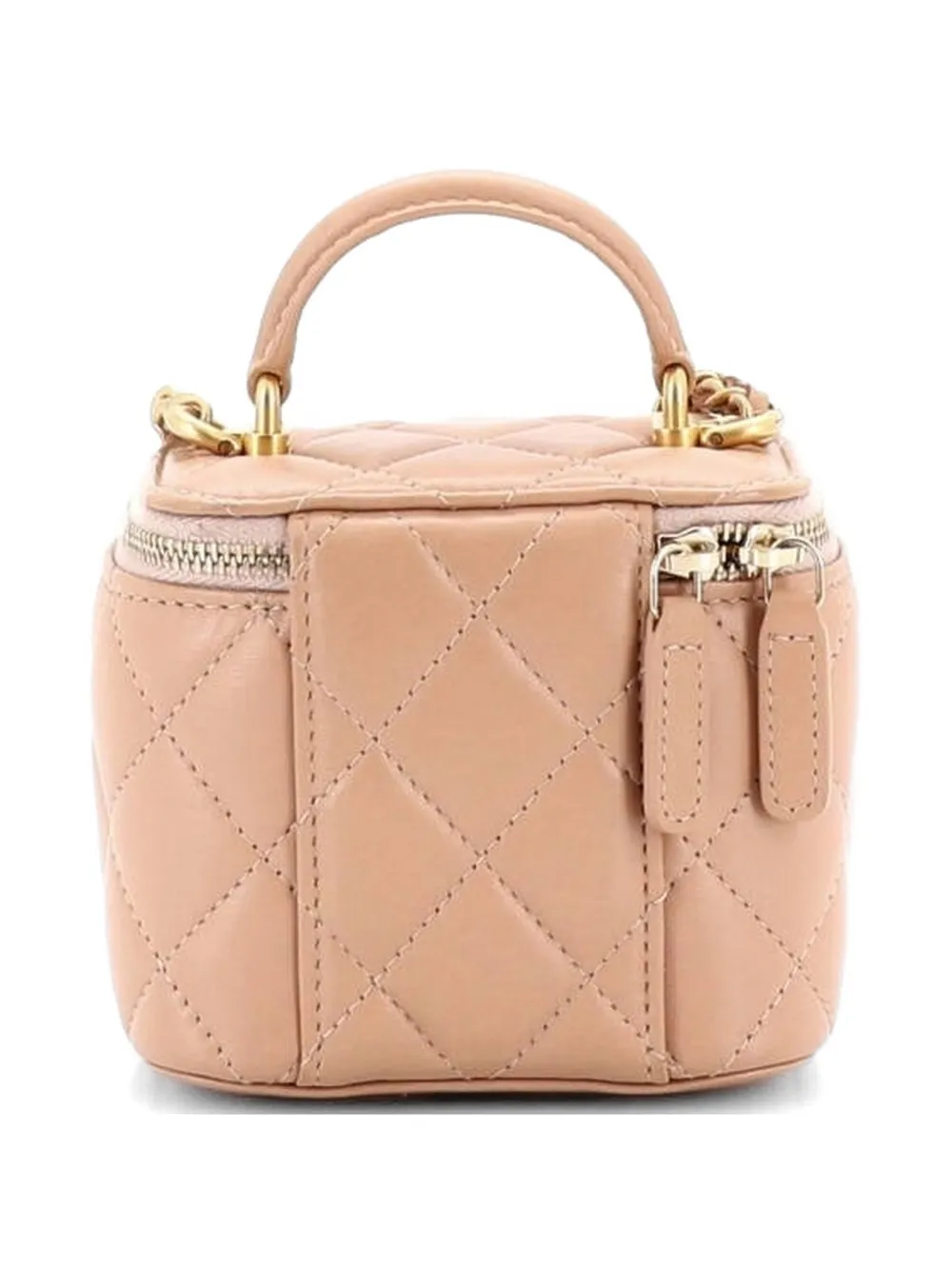 Classic Top Handle Vanity Case With Chain Quilted Lambskin Mini Crossbody Bag