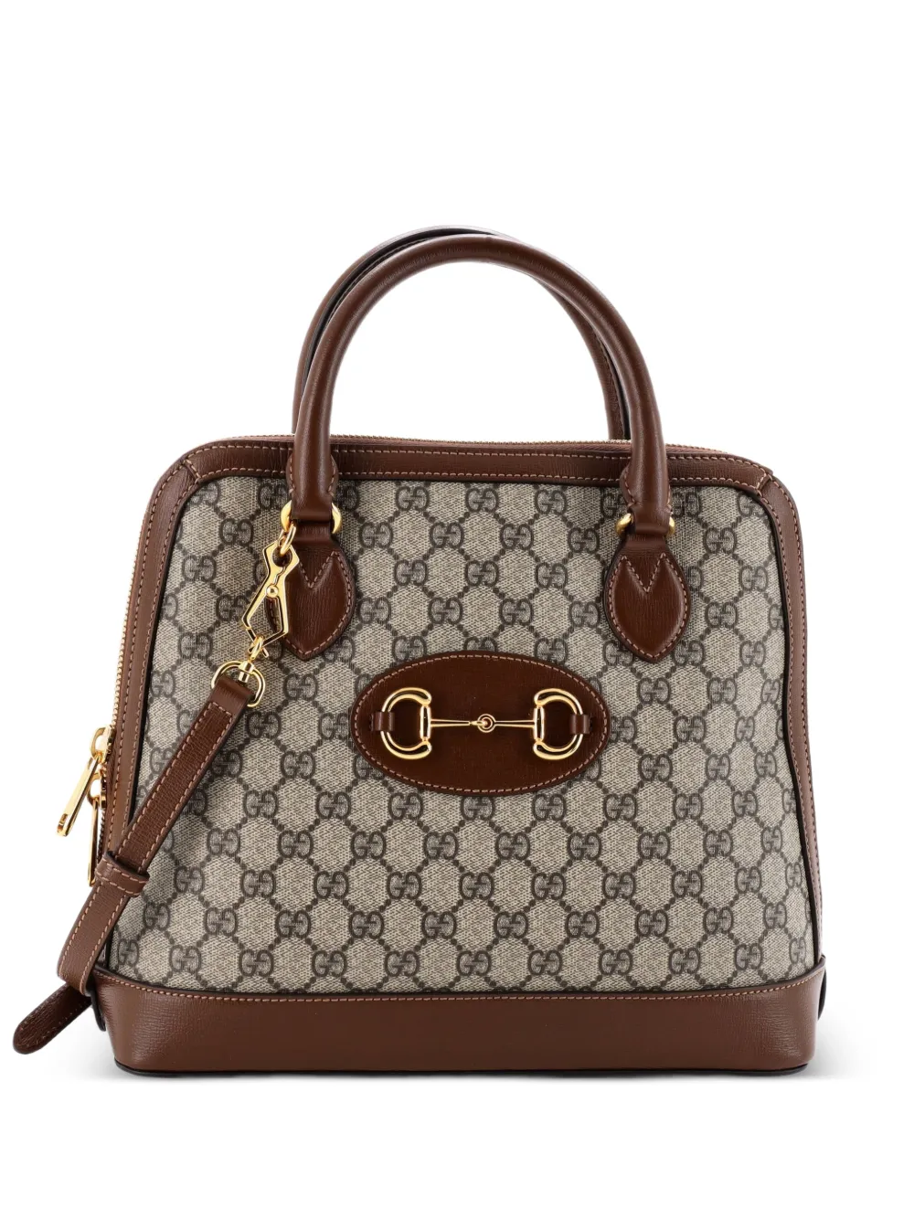 Gucci Pre-Owned Horsebit 1955 Top Handle Bag GG Coated Canvas with Leather Medium satchel - Marrone