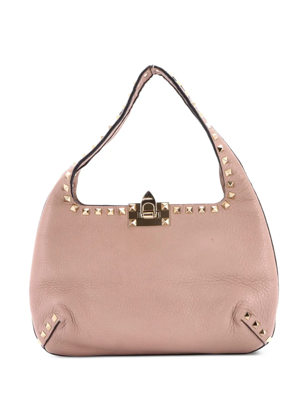 Valentino Garavani Pre-Owned Rockstud Flip Lock Leather Small hobo bag - Toni neutri