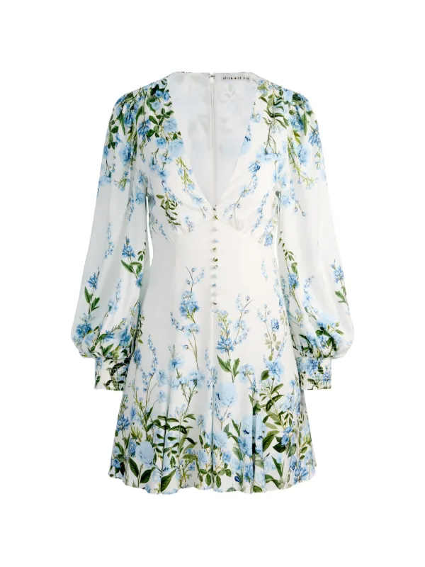 alice and olivia blue and white dress + Fallon Babydoll Mini Dress, Size 8 This dress is crafted with a 100% cotton shell and lining Alice and Olivia Tayla blue/white