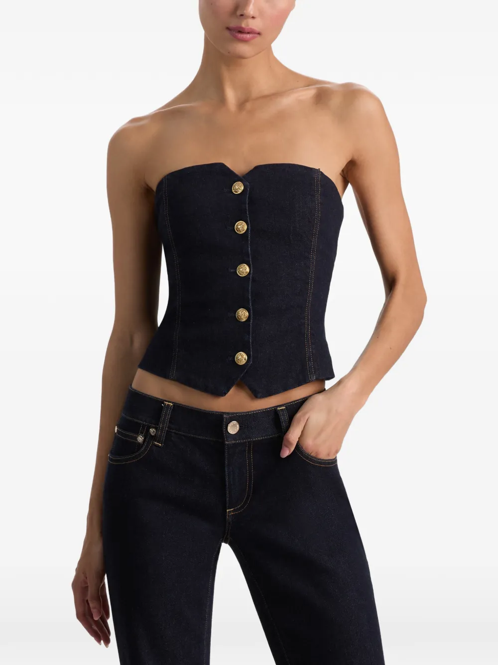 alice + olivia Kelcey strapless gilet Blauw