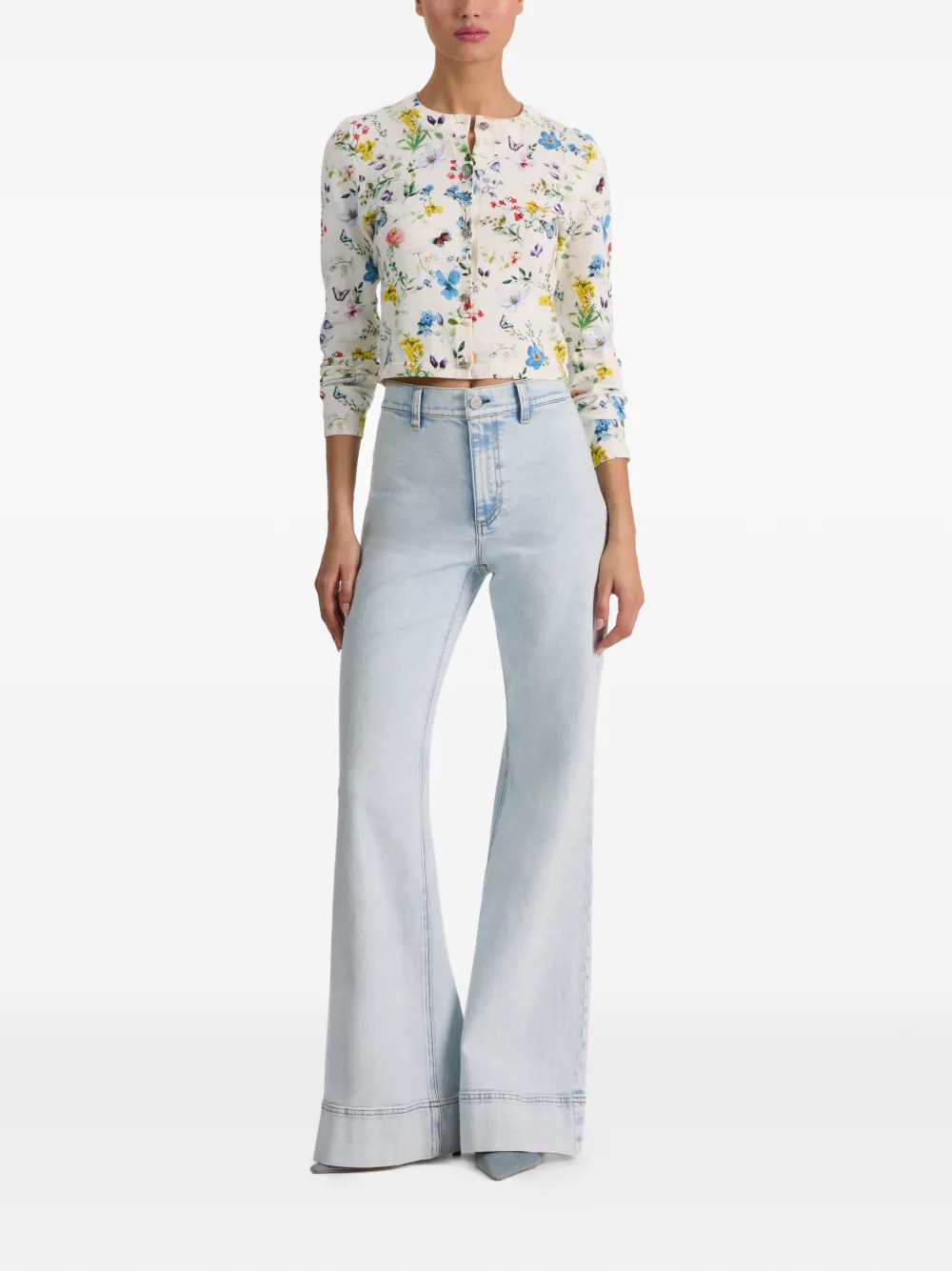  Alice + Olivia Carson Printed Cardigan - White 