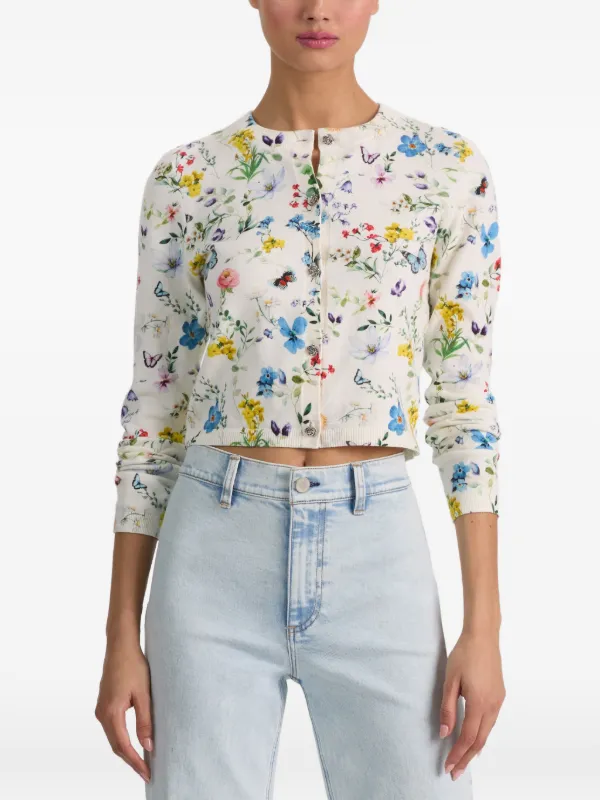 Alice + Olivia Carson Printed Cardigan | White | FARFETCH